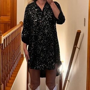 Black dress with gold stars